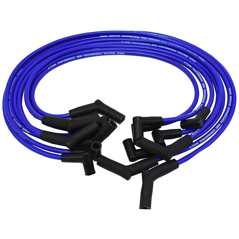 A-Team Performance Silicone Spark Plug Wire Set - High-Temp Silicone Wire with 90-Degree Distributor & 45-Degree Boots - Compatible with Ford SBF 221-351W Engines - 8 Pack, Blue, 8.0mm - Image 5